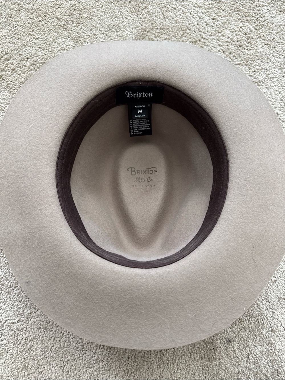 Brixton Taupe Wide-Brim Felt Fedora with Slim Band - Picture 2 of 3